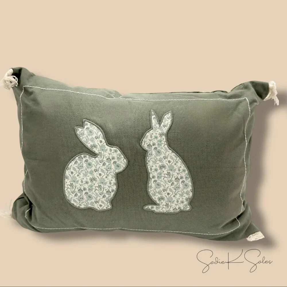 Lumbar Easter Bunny Applique‎ with Tassels Pillow - Threshold Studio McGee